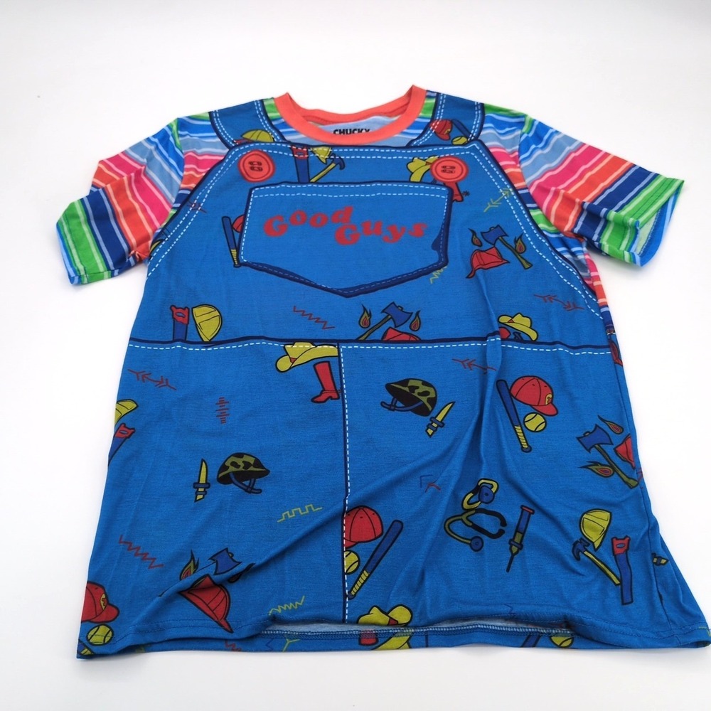 Chucky‎ Mad Engine Cosplay Graphic T-Shirt Mens XL Blue All Over Print Costume